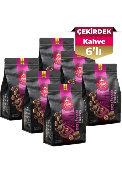 Anisah Coffee 6 x 1000  gram Bolivar Espresso Çekirdek Kahve