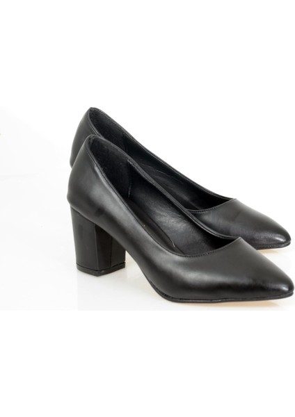 Siyah Kalın Topuk Stiletto (6cm)