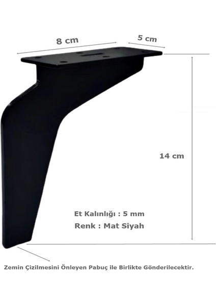 Kartal Ayak Metal 14 cm Mat Siyah Mobilya Koltuk Ayağı