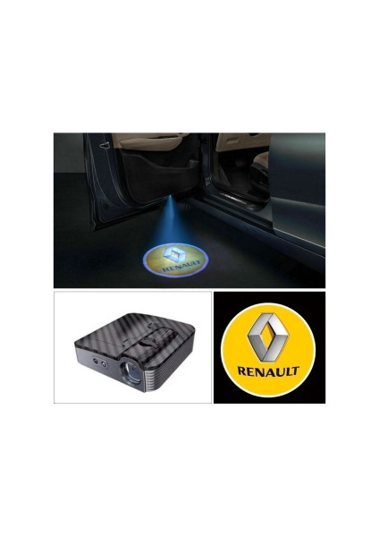 Renault Kapı Altı Işıklı Hayalet Logo Yapıştırmalı Pilli Ürün 2ADET Ücretsiz Hızlı Kargo
