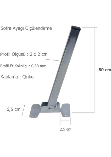 4 Adet Masa Sehpa Sofra Ayağı Metal Katlanır Ayak 50 cm