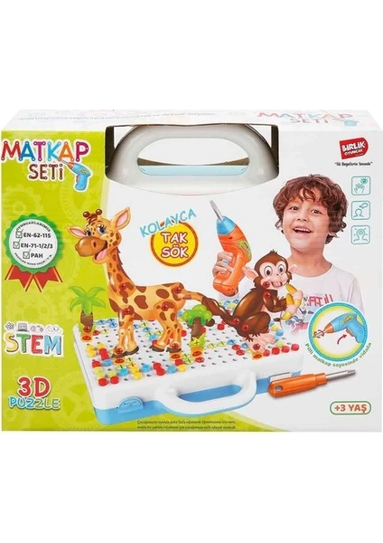 Birlik Oyuncak Eğitici Matkap Seti Hayvanlar 3D Stem Creative