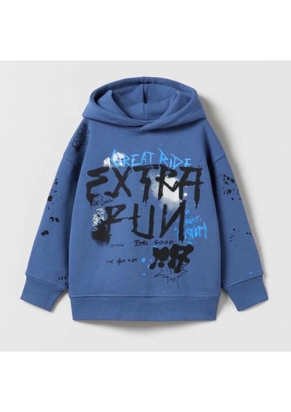 Anime Baskılı Kapüşonlu Uzun Kollu Sweatshirt