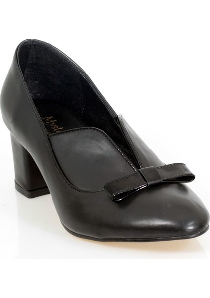 Siyah Kalın Topuk Fiyonklu Stiletto(5cm) modelleri