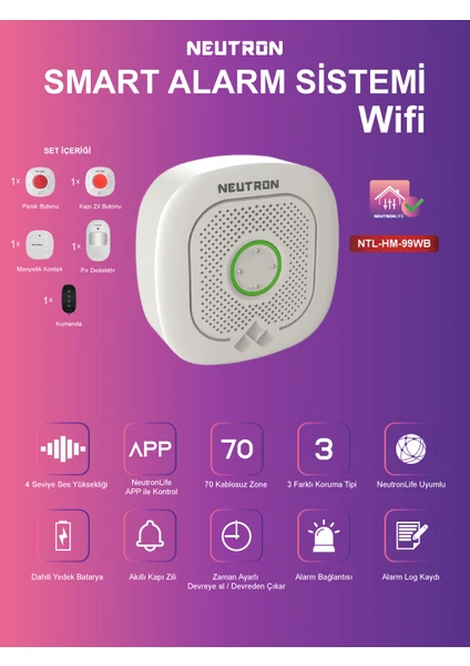 NTL-HM-99WB Kablosuz Wifi Alarm Seti