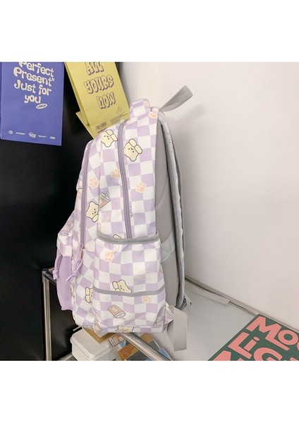 Kampüs Lise Öğrencisi Okul Çantası Kız Büyük Kapasiteli Ekose Sırt Çantası Sevimli Baskılı Kız Sırt Çantası (Yurt Dışından) fırsatları