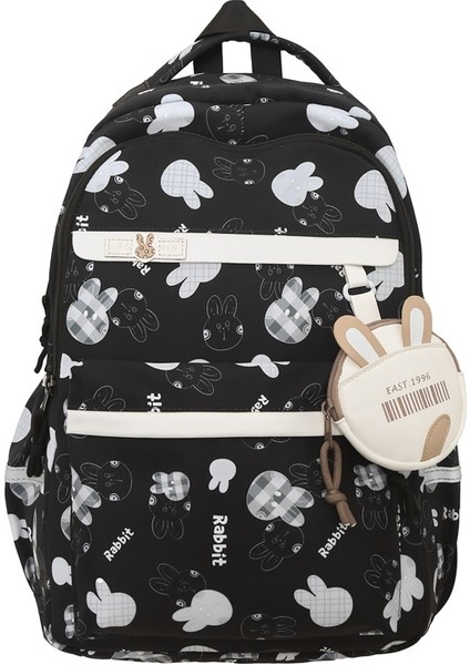Okul Sırt Çantası Kız Ortaokul Okul Çantası Kız Sevimli Tavşan Baskı Öğrenci Sırt Çantası (Yurt Dışından)