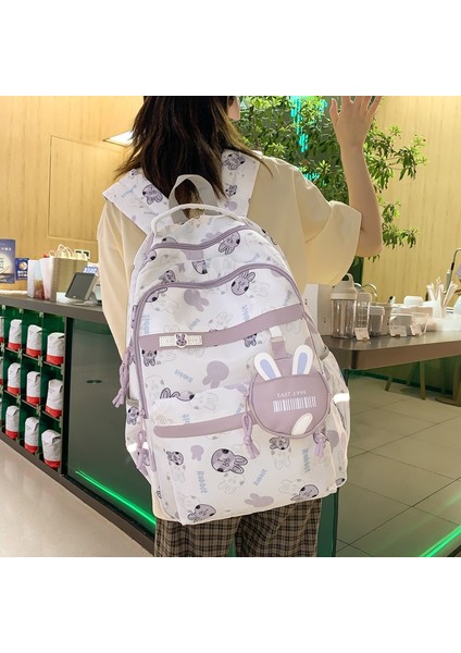 Okul Sırt Çantası Kız Ortaokul Okul Çantası Kız Sevimli Tavşan Baskı Öğrenci Sırt Çantası (Yurt Dışından) fiyatları