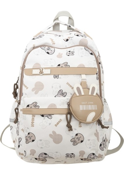 Okul Sırt Çantası Kız Ortaokul Okul Çantası Kız Sevimli Tavşan Baskı Öğrenci Sırt Çantası (Yurt Dışından)
