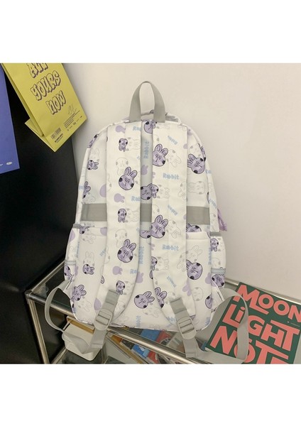 Okul Sırt Çantası Kız Ortaokul Okul Çantası Kız Sevimli Tavşan Baskı Öğrenci Sırt Çantası (Yurt Dışından) fırsatları