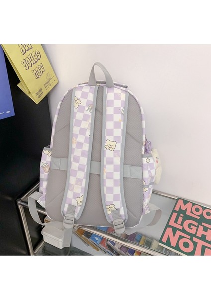 Kampüs Lise Öğrencisi Okul Çantası Kız Büyük Kapasiteli Ekose Sırt Çantası Sevimli Baskılı Kız Sırt Çantası (Yurt Dışından) indirimleri