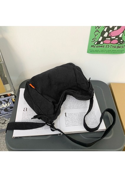 Tuval Çanta Kadın Rahat Büyük Kapasiteli Çapraz Çanta Düz Renk Omuz Çantası (Yurt Dışından) fiyatları