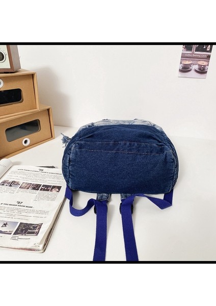 Yıkanmış Denim Tuval Sırt Çantası Moda Gradyan Okul Çantası (Yurt Dışından) fırsatları