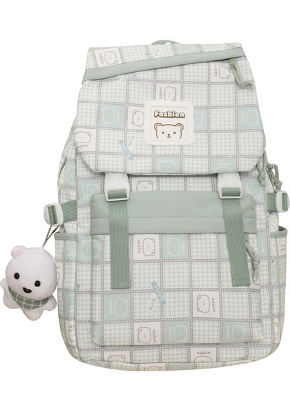 Sırt Çantası Büyük Kapasiteli Ekose Öğrenci Okul Çantası Lise Sırt Çantası (Yurt Dışından)