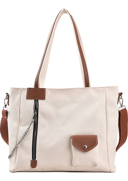 Kanvas Çanta Basit Taşınabilir Toto Çanta Büyük Kapasiteli Üniversite Öğrencisi Okul Çantası Tek Omuzlu Kadın Çantası (Yurt Dışından)