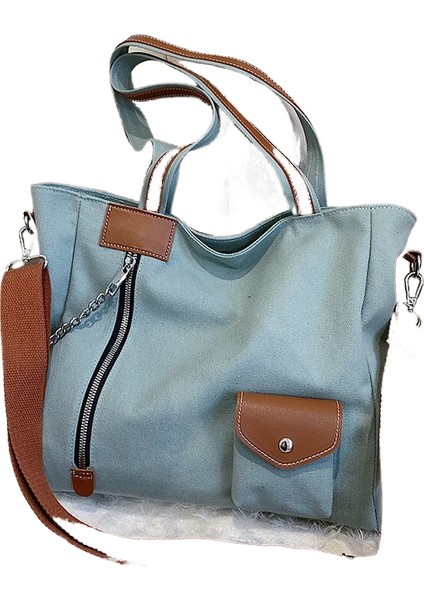 Kanvas Çanta Basit Taşınabilir Toto Çanta Büyük Kapasiteli Üniversite Öğrencisi Okul Çantası Tek Omuzlu Kadın Çantası (Yurt Dışından)