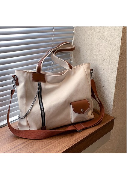 Kanvas Çanta Basit Taşınabilir Toto Çanta Büyük Kapasiteli Üniversite Öğrencisi Okul Çantası Tek Omuzlu Kadın Çantası (Yurt Dışından) fiyatları