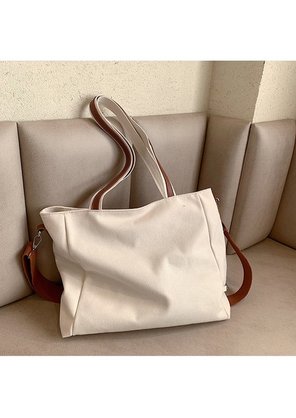 Kanvas Çanta Basit Taşınabilir Toto Çanta Büyük Kapasiteli Üniversite Öğrencisi Okul Çantası Tek Omuzlu Kadın Çantası (Yurt Dışından) indirimleri