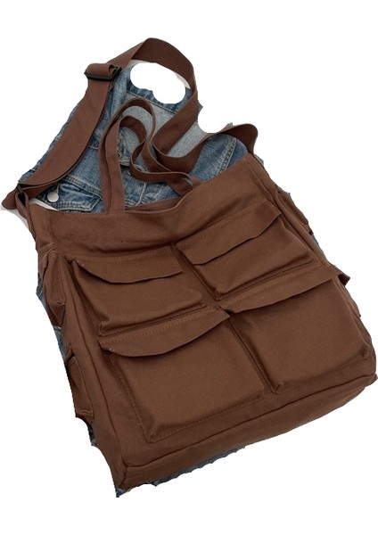 Kanvas Çanta Kız Basit Messenger Çanta Büyük Kapasiteli Postacı Çanta Öğrenci Okul Çantası (Yurt Dışından)