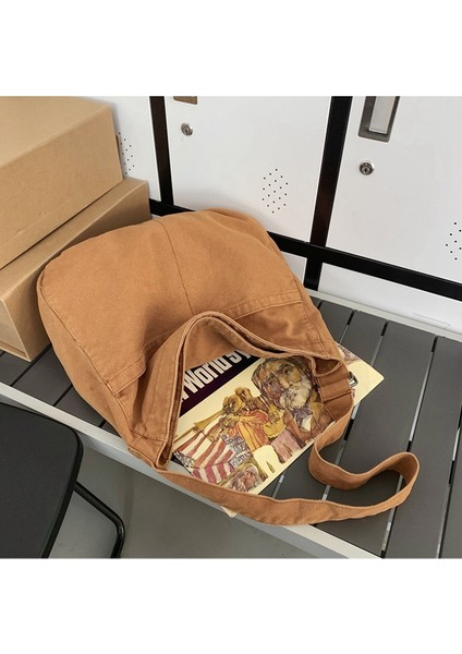 Eğimli Çanta Kadın Büyük Kapasiteli Sanat Minimalist Kanvas Çanta (Yurt Dışından) fiyatları