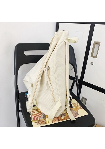 Sırt Çantası Kadife Kanvas Çanta Kişilik Düz Renk Retro Sırt Çantası Büyük Kapasiteli Öğrenci Okul Çantası (Yurt Dışından) fırsatları