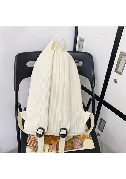 Sırt Çantası Kadife Kanvas Çanta Kişilik Düz Renk Retro Sırt Çantası Büyük Kapasiteli Öğrenci Okul Çantası (Yurt Dışından) indirimleri