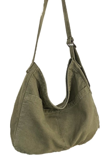 Eğimli Çanta Kadın Büyük Kapasiteli Sanat Minimalist Kanvas Çanta (Yurt Dışından)