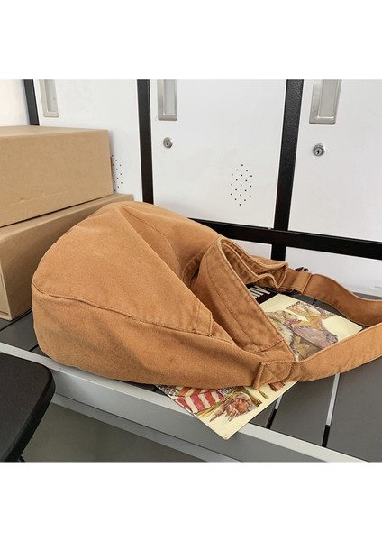 Eğimli Çanta Kadın Büyük Kapasiteli Sanat Minimalist Kanvas Çanta (Yurt Dışından) modelleri