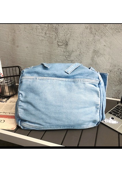 Denim Kanvas Çanta Far Tarzı Kadın Çanta Basit Düz Renk Öğrenci Tek Omuz Çapraz Çanta (Yurt Dışından) indirimleri