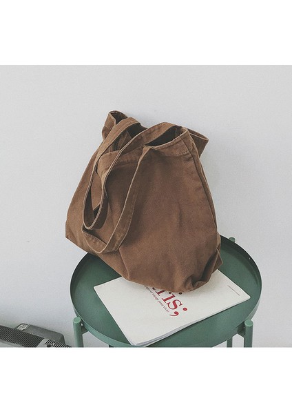 Basit Moda Alışveriş Çantası Büyük Kapasiteli Omuz Çantası Sanatsal Kanvas Çanta Kadın Çantası (Yurt Dışından) fırsatları