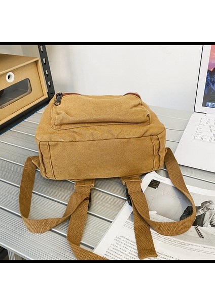 Düz Renk Okul Çantası Kadın Retro Üniversite Öğrencisi Sırt Çantası Seyahat Yıkanmış Tuval Küçük Sırt Çantası (Yurt Dışından) indirimleri