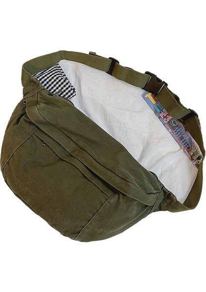 Kadın Üniversite Öğrencileri Için Crossbody Çanta Büyük Kapasiteli Omuz Çantası Yıkanmış Kanvas Çanta Kadın Spor Bel Çantası Rahat Göğüs Çantası (Yurt Dışından)