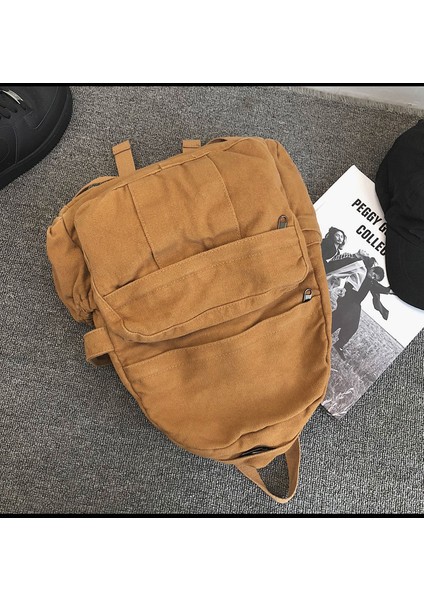 Okul Çantası Kadın Mori Retro Eski Üniversite Öğrencisi Sırt Çantası Kadın Moda Yıkama Tuval Sırt Çantası (Yurt Dışından)