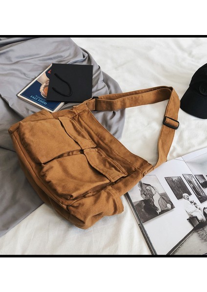 Kadın Edebi Gençlik Için Crossbody Çanta Omuzdan Askili Çanta Büyük Kapasiteli Iş Giysisi Kanvas Çanta Üniversite Öğrencileri Için (Yurt Dışından) fırsatları
