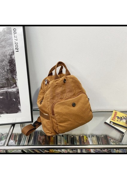 Yıkanmış Tuval Sırt Çantası Kadın Büyük Kapasiteli Tek Omuz Messenger Çanta Düz Renk Küçük Sırt Çantası (Yurt Dışından) fiyatları