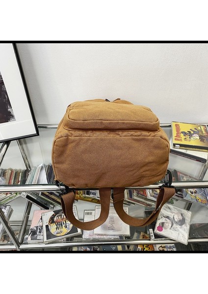 Yıkanmış Tuval Sırt Çantası Kadın Büyük Kapasiteli Tek Omuz Messenger Çanta Düz Renk Küçük Sırt Çantası (Yurt Dışından) indirimleri