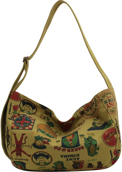 Gündelik Çapraz Çanta Kadın Retro Baskılı Kanvas Çanta Üniversite Öğrencileri Büyük Kapasiteli Tite Çanta Kadın Çantası (Yurt Dışından)