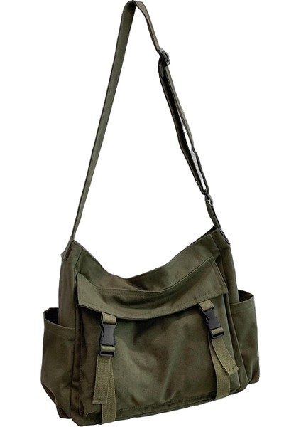 Retro Gündelik Kanvas Çanta Büyük Kapasiteli Messenger Çanta Seyahat Taşınabilir Omuz Çantası Üniversite Öğrencisi Okul Çantası (Yurt Dışından)