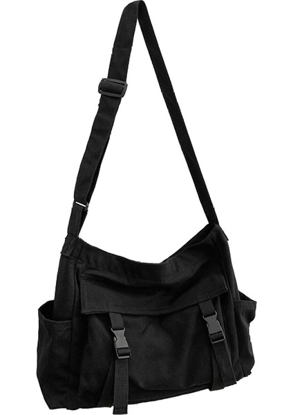 Retro Gündelik Kanvas Çanta Büyük Kapasiteli Messenger Çanta Seyahat Taşınabilir Omuz Çantası Üniversite Öğrencisi Okul Çantası (Yurt Dışından)