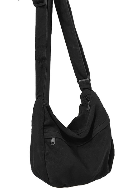 Kadın Yıkanmış Kanvas Çanta Moda Büyük Kapasiteli Alet Crossbody Çanta Edebi Omuz Çantası (Yurt Dışından)