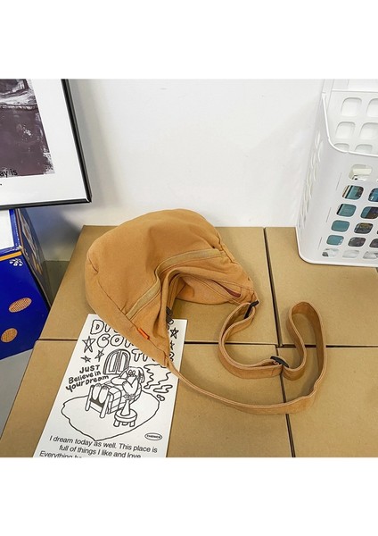 Kadın Yıkanmış Kanvas Çanta Moda Büyük Kapasiteli Alet Crossbody Çanta Edebi Omuz Çantası (Yurt Dışından) fırsatları