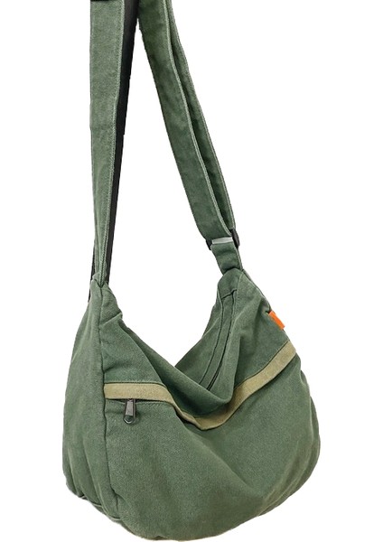 Kadın Yıkanmış Kanvas Çanta Moda Büyük Kapasiteli Alet Crossbody Çanta Edebi Omuz Çantası (Yurt Dışından)