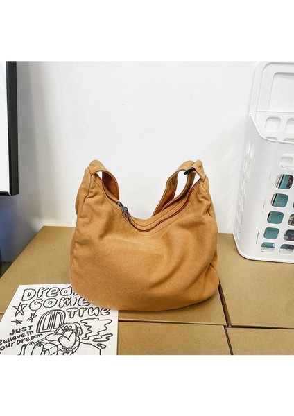 Kadın Yıkanmış Kanvas Çanta Moda Büyük Kapasiteli Alet Crossbody Çanta Edebi Omuz Çantası (Yurt Dışından) indirimleri