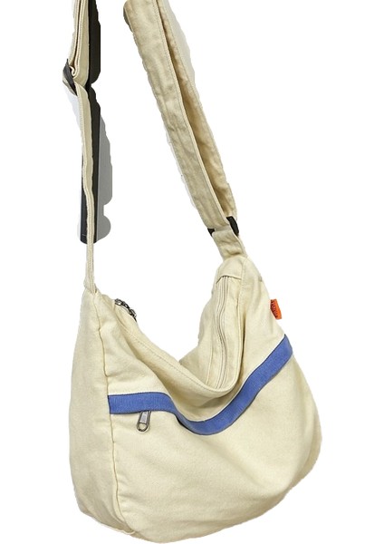 Kadın Yıkanmış Kanvas Çanta Moda Büyük Kapasiteli Alet Crossbody Çanta Edebi Omuz Çantası (Yurt Dışından)