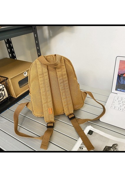 Düz Renk Okul Çantası Kadın Retro Üniversite Öğrencisi Sırt Çantası Seyahat Yıkanmış Tuval Küçük Sırt Çantası (Yurt Dışından) fırsatları