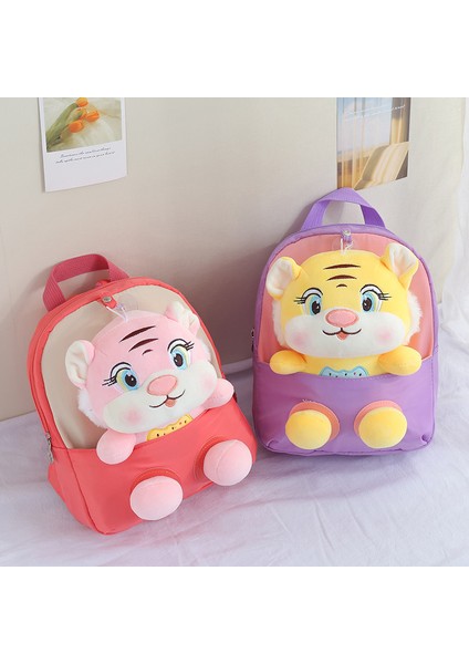 Peluş Bebek Bölünmüş Sırt Çantası, Anaokulu Erkek ve Kız Çocukları Sevimli Kaplan Bebek Okul Çantasını Sever (Yurt Dışından) modelleri