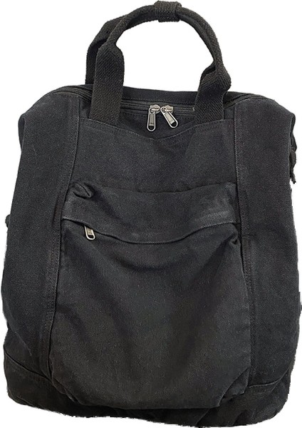 Schoolbag Kadın Düz Renk Büyük Kapasiteli Sırt Çantası Üniversite Öğrencisi Yıkanmış Sıkıntılı Kanvas Sırt Çantası (Yurt Dışından)