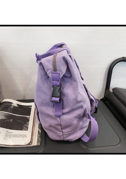 Schoolbag Kadın Düz Renk Büyük Kapasiteli Sırt Çantası Üniversite Öğrencisi Yıkanmış Sıkıntılı Kanvas Sırt Çantası (Yurt Dışından) fırsatları