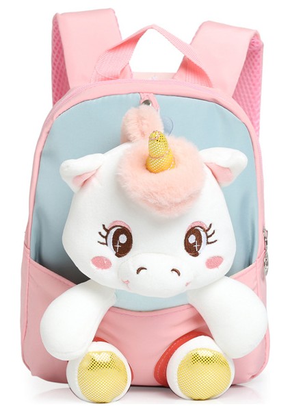 Çocuk Sırt Çantası Unicorn Sırt Çantası Anaokulu Karikatür Peluş Bebek Okul Çantası Hafif Naylon Çanta (Yurt Dışından)