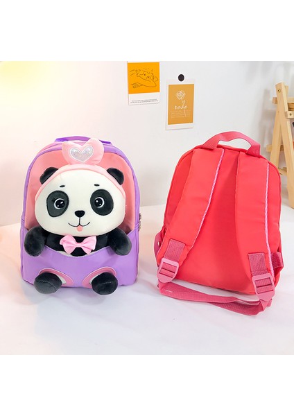 Anaokulu Okul Çantası Karikatür Panda Peluş Sırt Çantası Büyük Kapasiteli Hafif Sevimli Ilkokul Öğrencisi Sırt Çantası (Yurt Dışından) modelleri